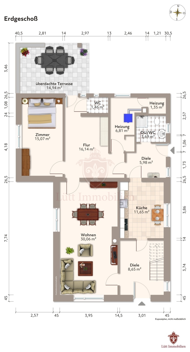 Grundriss Erdgescho� Einfamilienhaus Lentf�hrden