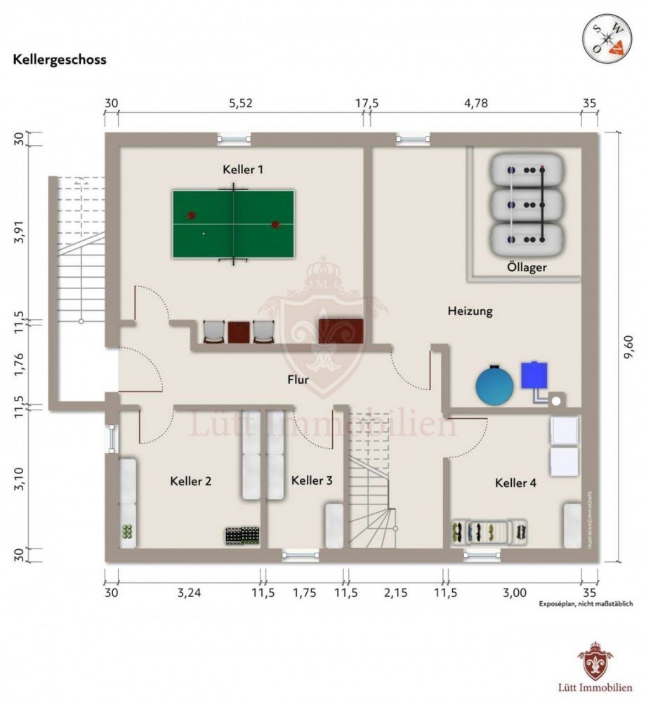 Grundriss Kellergescho� Doppelhaush�lfte Seth