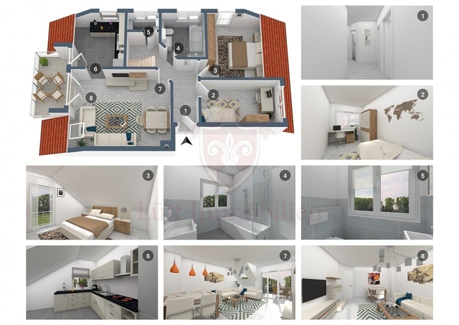 Grundriss Collage Maisonettewohnung Hamburg / Lokstedt