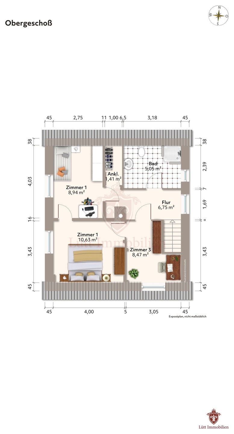 Grundriss Obergescho� Einfamilienhaus Lentf�hrden