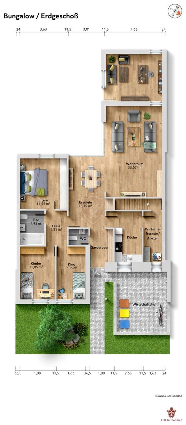 Grundriss Bungalow Reihenmittelhaus Kaltenkirchen