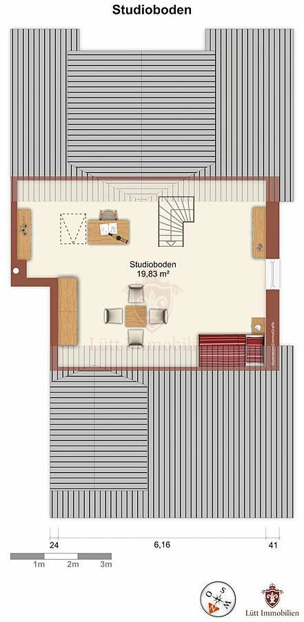 Grundriss Studioboden Maisonettewohnung Hamburg / Lokstedt