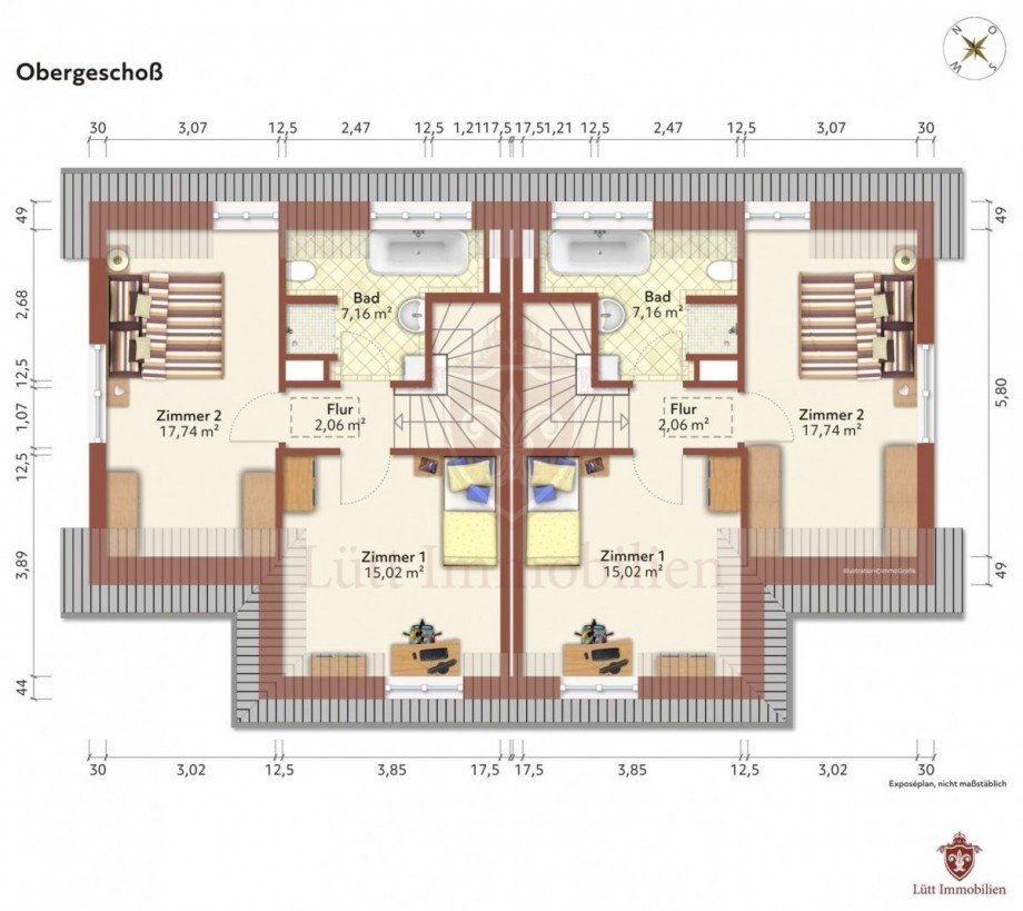 Obergescho� Doppelhaush�lfte Hamburg